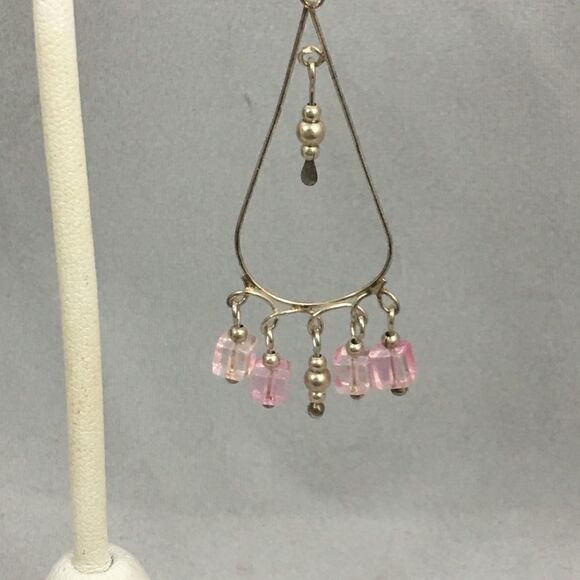 Vintage Sterling Silver Glass Bead Drop Earrings - Picture 4 of 4